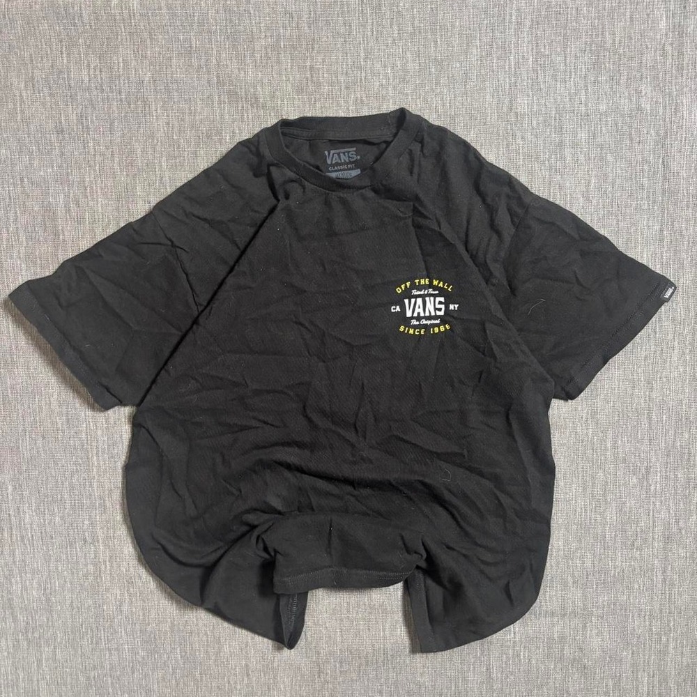 Vans black graphic tee with yellow cheetah design - M